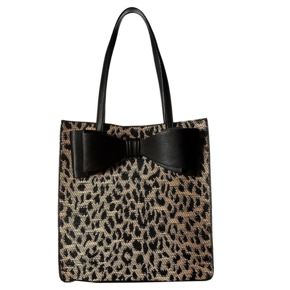 Betsey Johnson Handbags - Betsey Johnson LEOPARD BLACK BOW TOTE